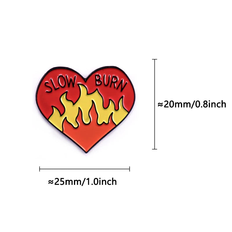 Slow Burn Flaming Heart Enamel Pin