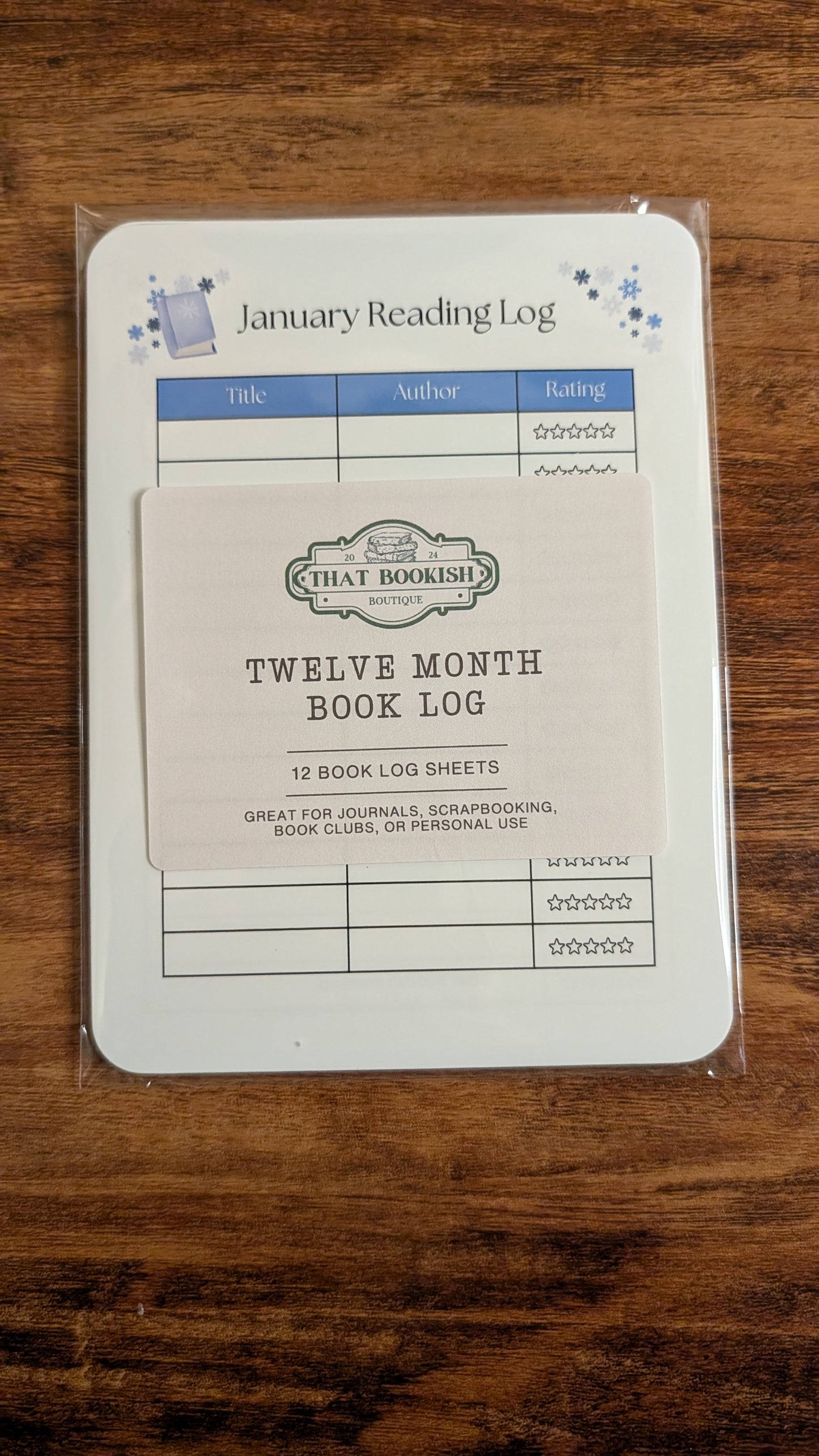 Twelve Month Set of Analog Book Log Sheets