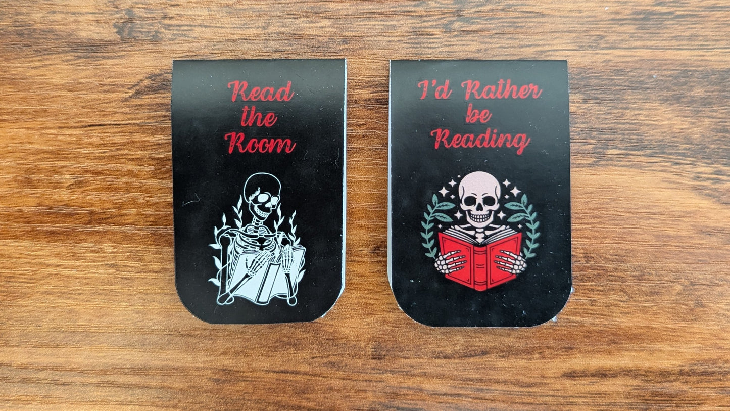 Skeletons Reading Magnetic Bookmarks