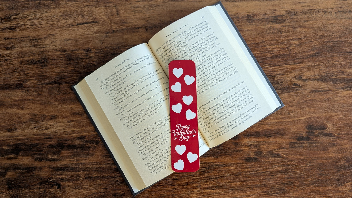 Valentine's bookmark red with white hearts
