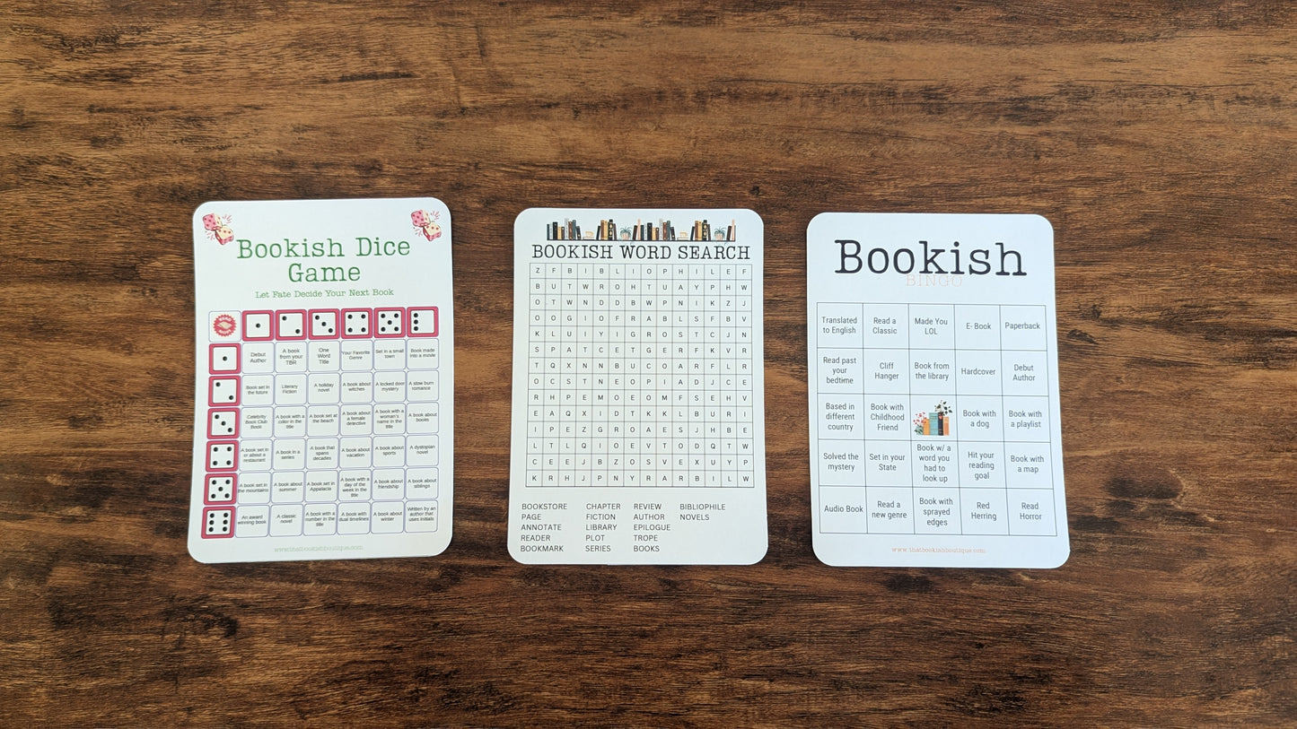 Bookish Game Sheets