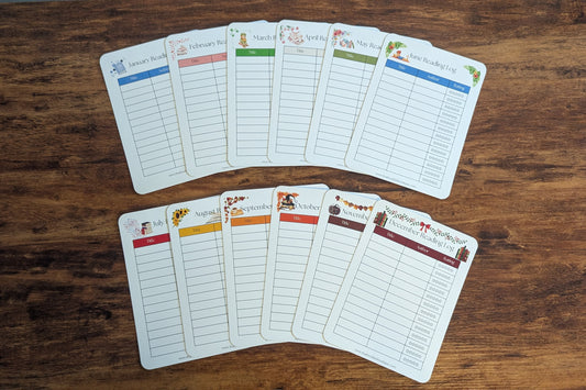 Twelve Month Set of Analog Book Log Sheets