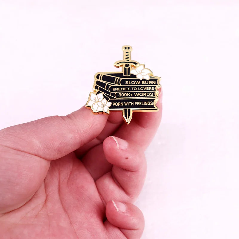 Smutty bookish enamel pin