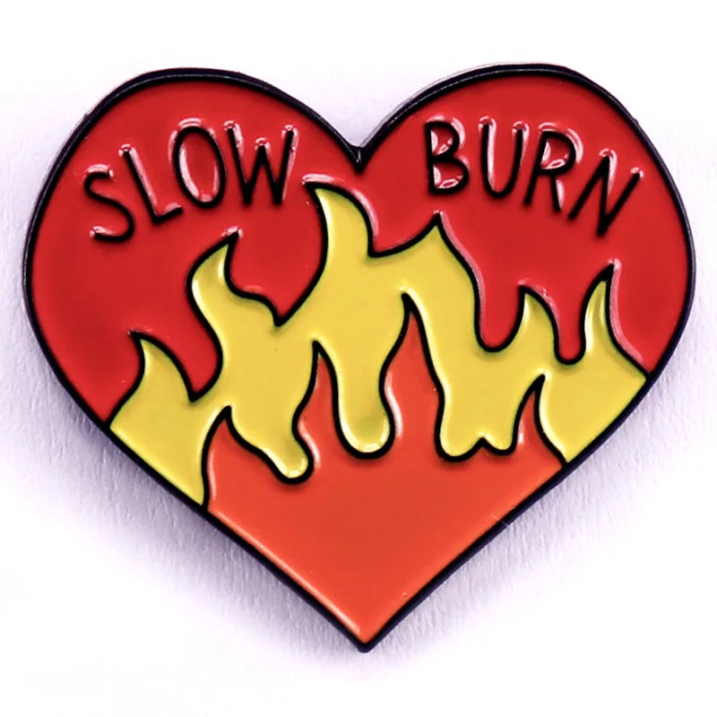 Slow Burn Flaming Heart Enamel Pin