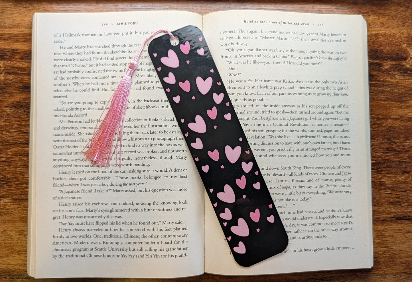 Pink Hearts Bookmark