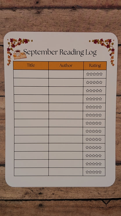Twelve Month Set of Analog Book Log Sheets