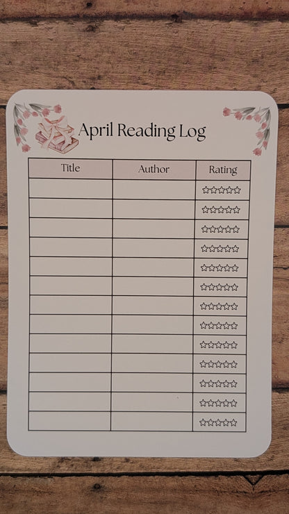 Twelve Month Set of Analog Book Log Sheets