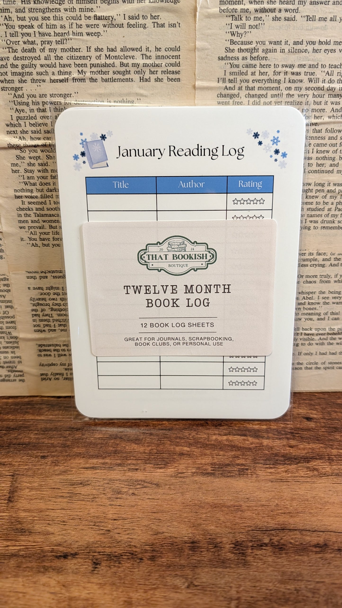 Twelve Month Set of Analog Book Log Sheets