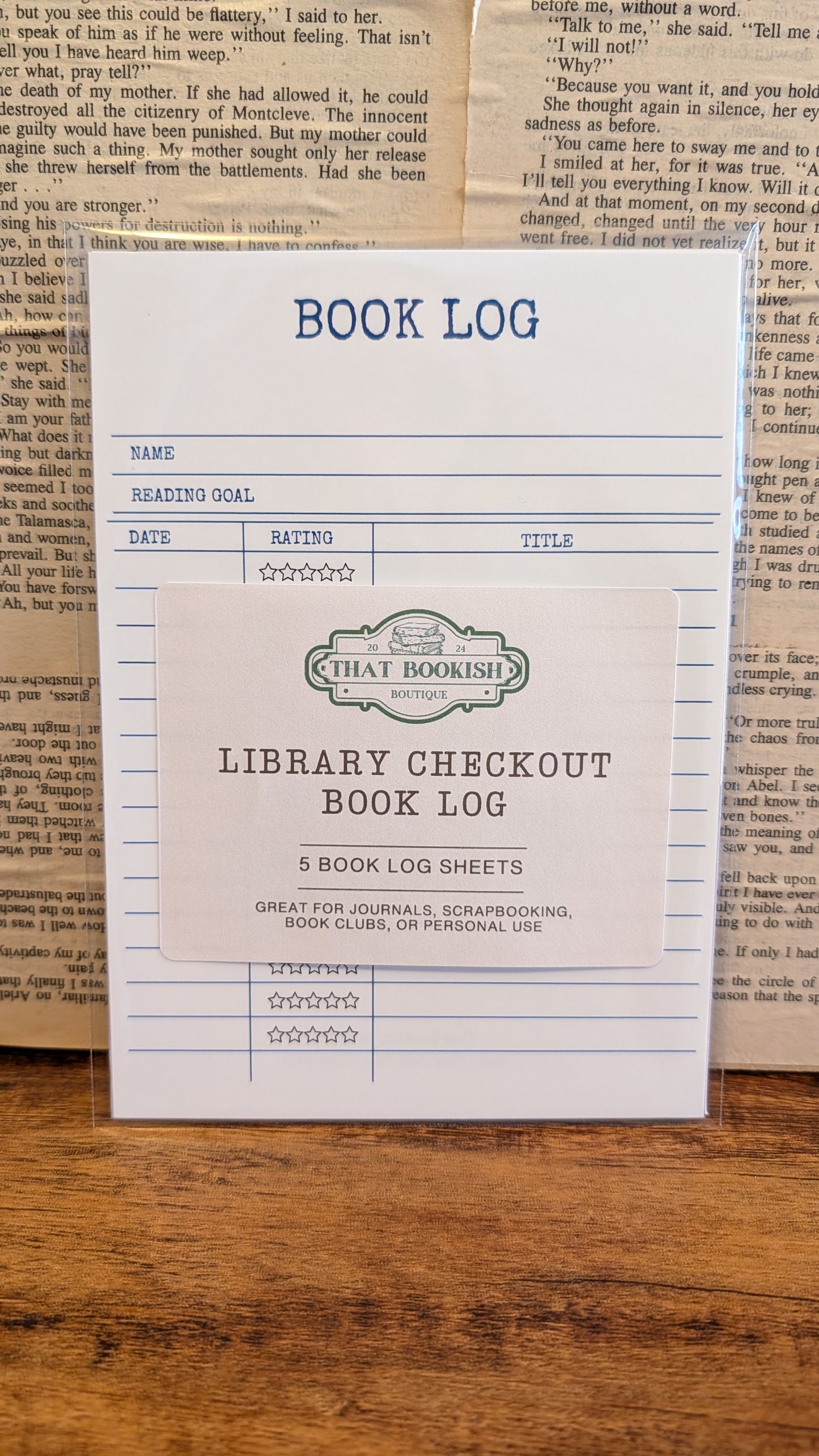 Library Checkout Card Book Log Set