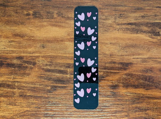 Pink Hearts on Black Background Bookmark