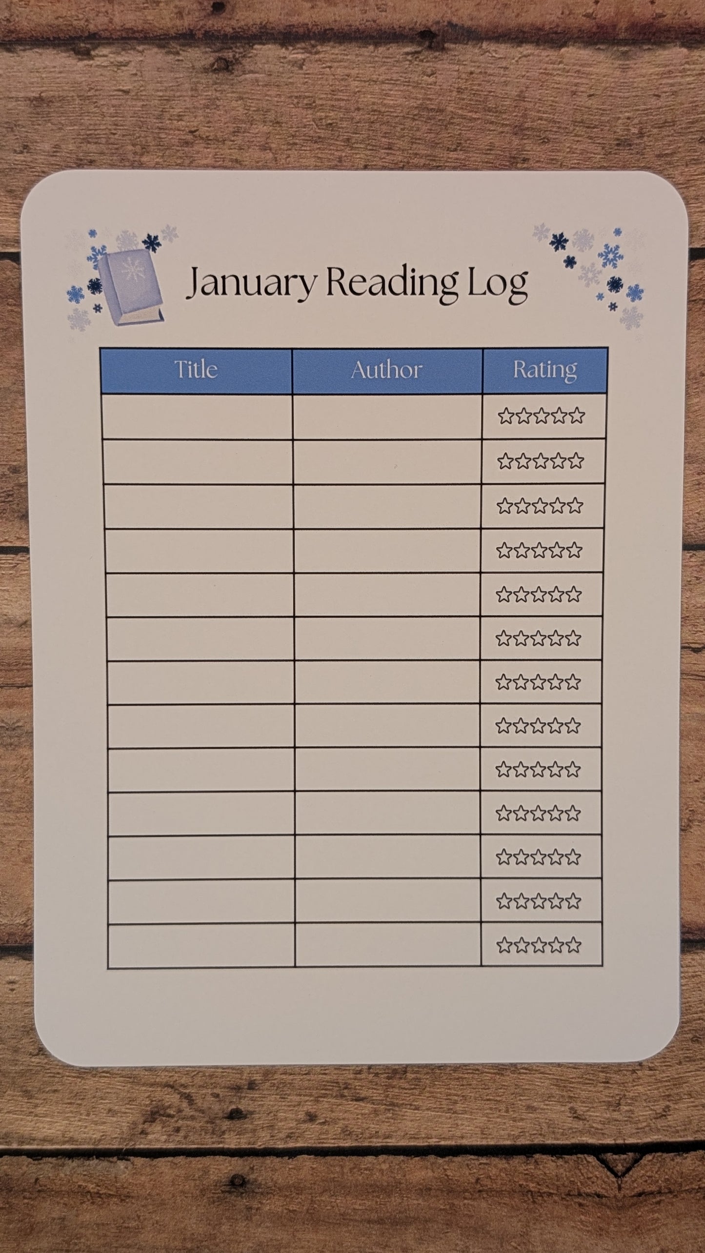 Twelve Month Set of Analog Book Log Sheets