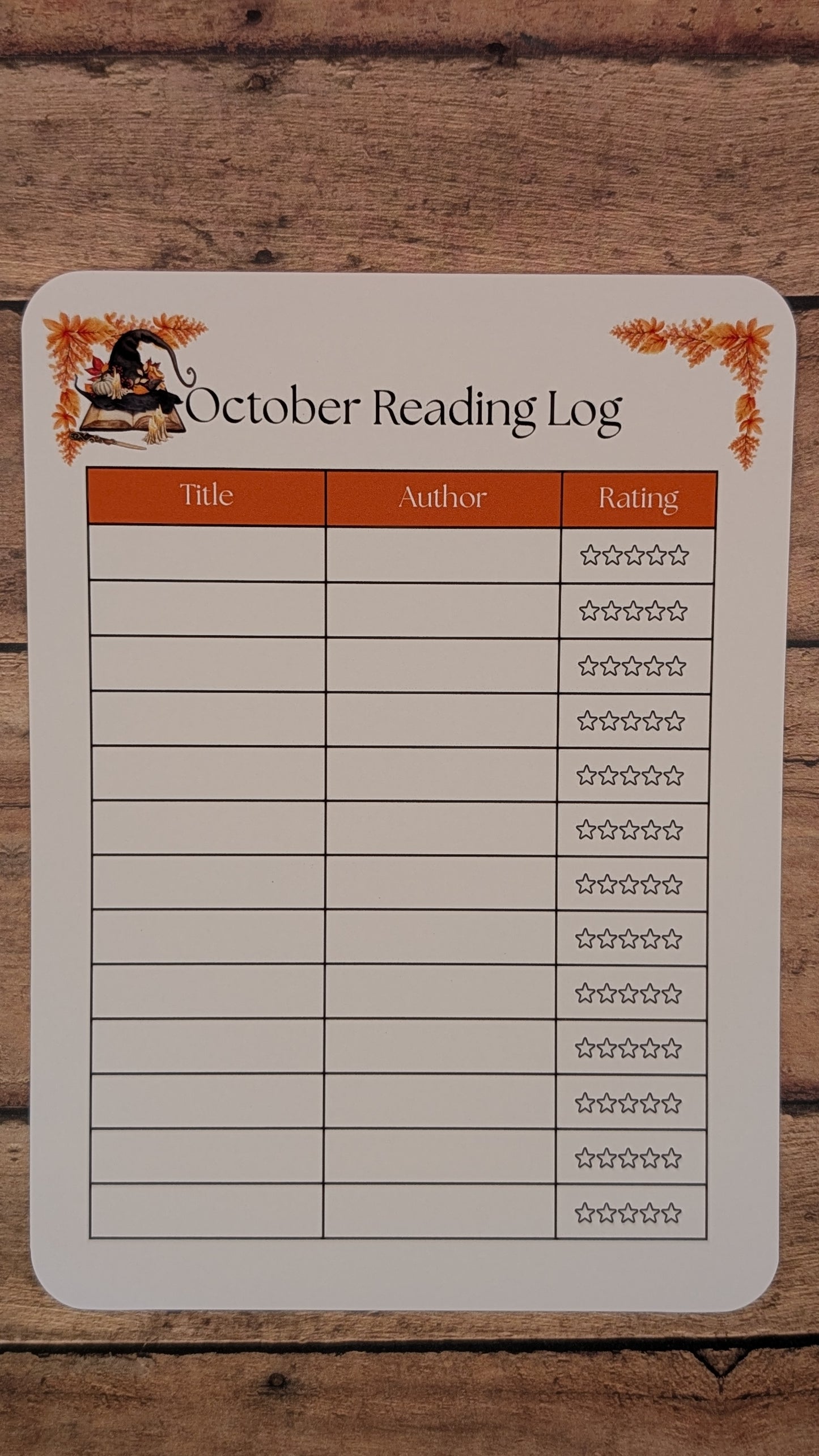 Twelve Month Set of Analog Book Log Sheets