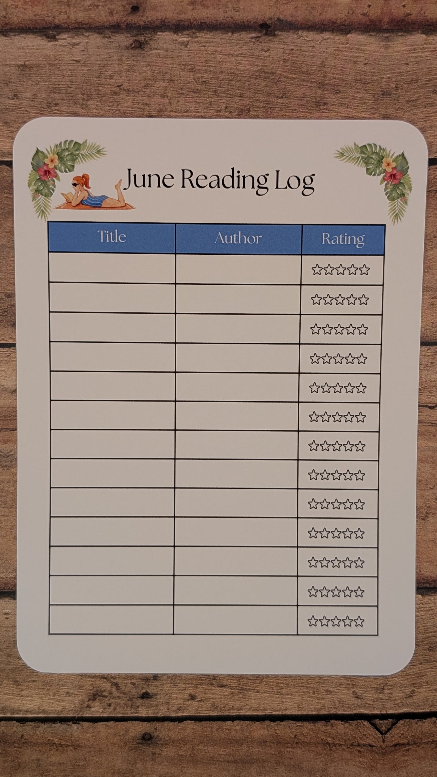 Twelve Month Set of Analog Book Log Sheets