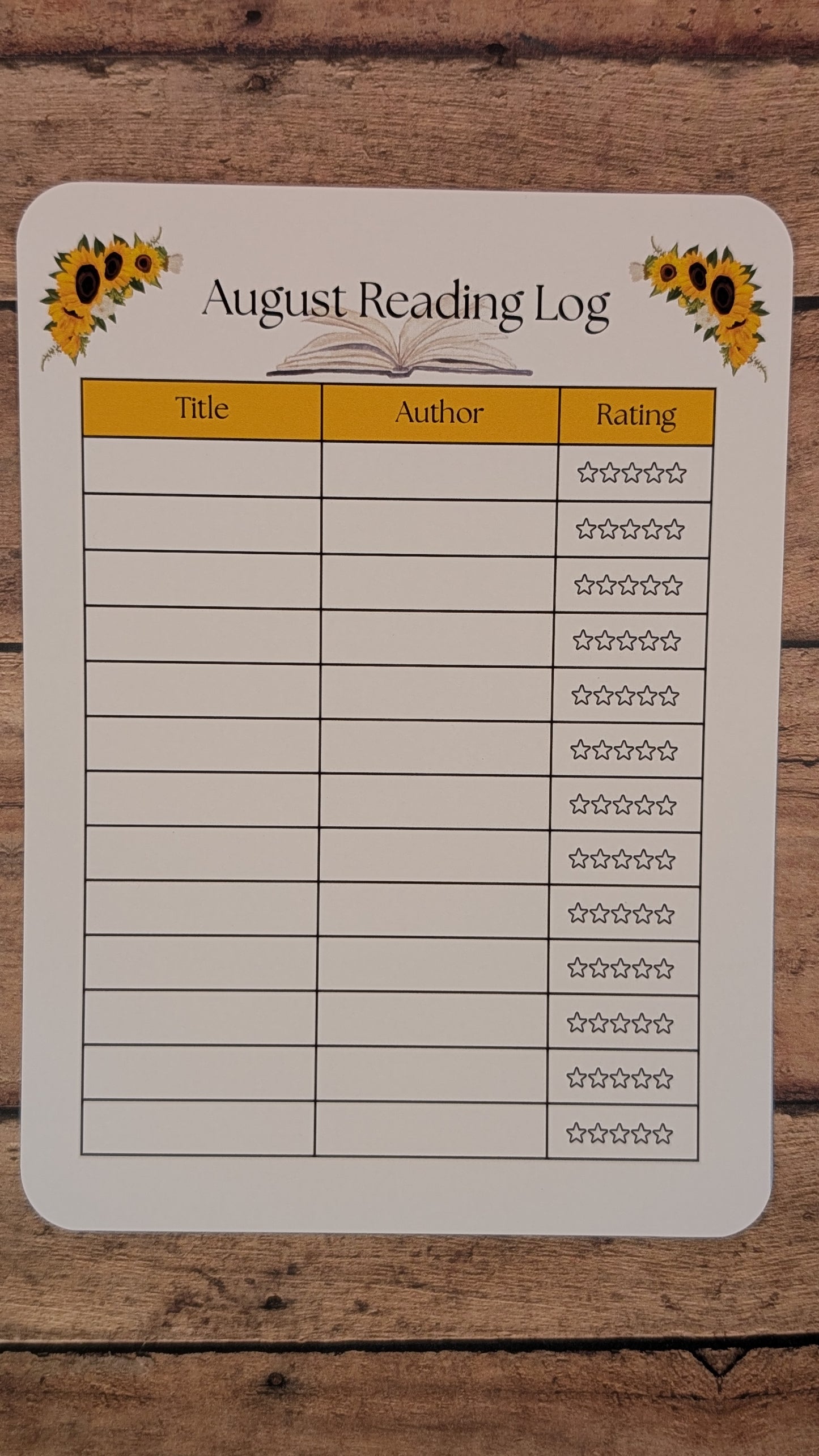 Twelve Month Set of Analog Book Log Sheets