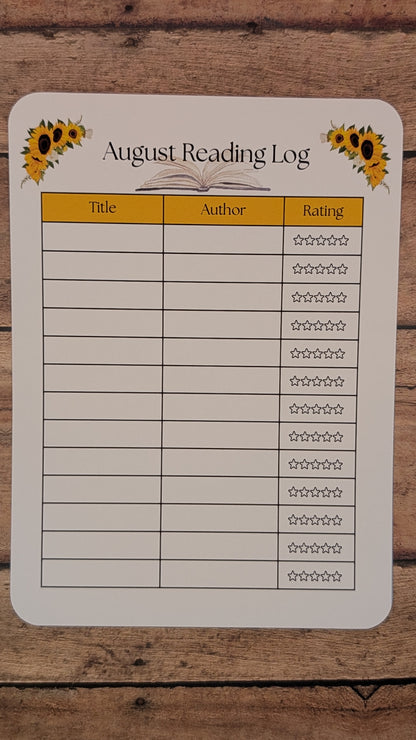 Twelve Month Set of Analog Book Log Sheets